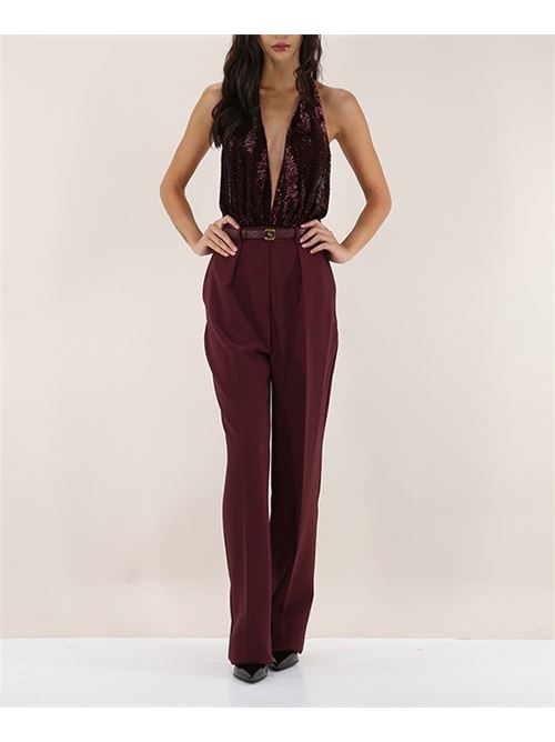 Jumpsuit in crêpe and tulle embroidered with sequins ELISABETTA FRANCHI | TU02447E2.CG3